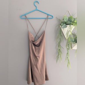 Mocha brown satin dress